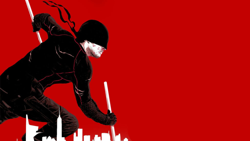 Dynamic Daredevil Wallpaper - Action Pose on Bold Red Background