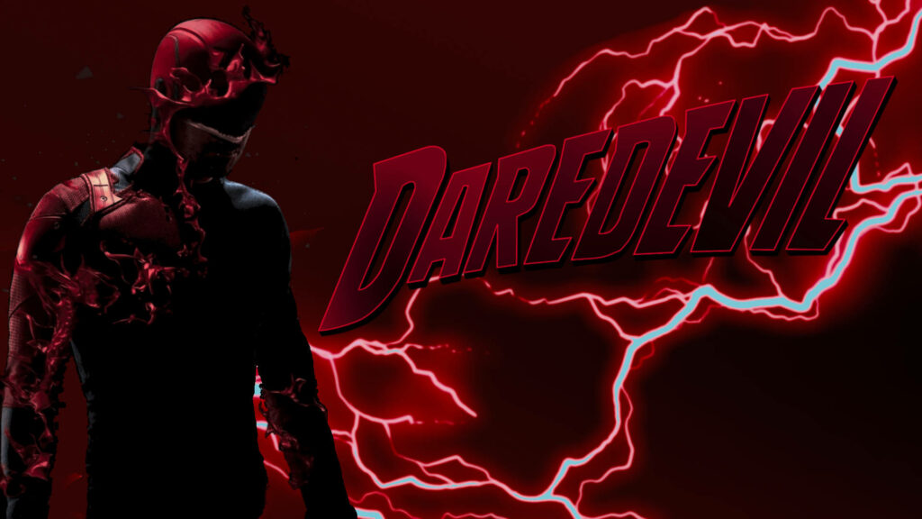 Daredevil Costume Transition Wallpaper - Bold Red Lightning Background