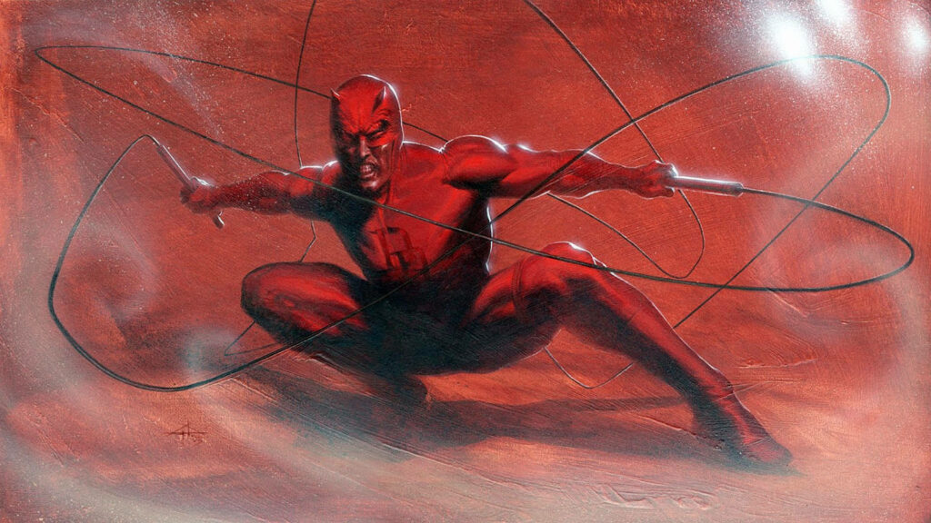 Daredevil Combat-Ready Wallpaper: Agile Red Background Art