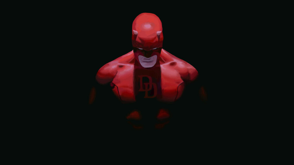Daredevil Abstract Wallpaper: Intense Red Suit in Shadows