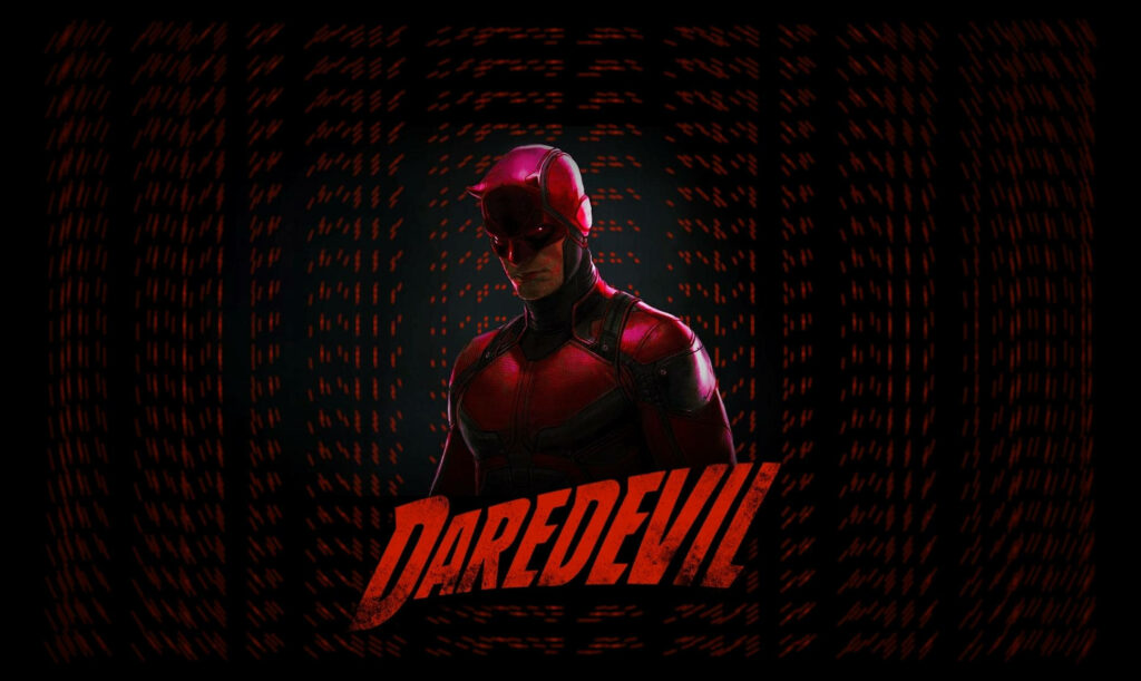 Daredevil Wallpaper: Iconic Black & Red Suit with Intense Background