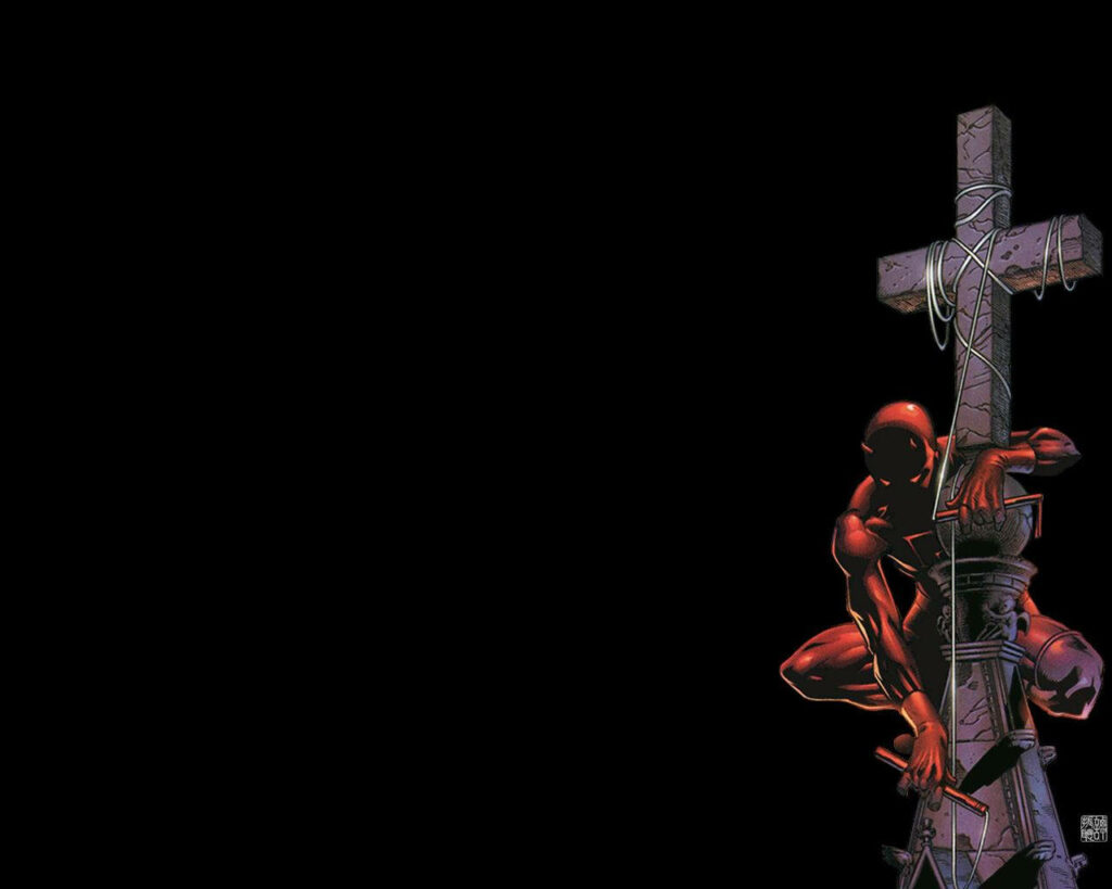 Daredevil Wallpaper: Iconic Marvel Superhero on Cross in Dark Setting