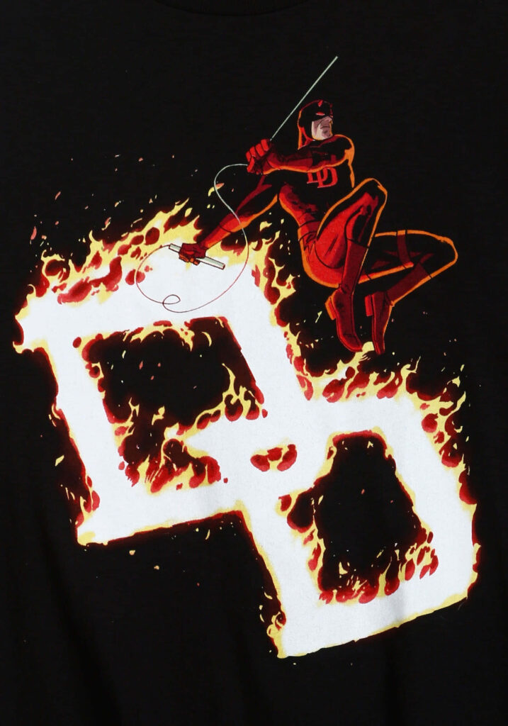 Epic Daredevil Wallpaper: Heroic Leap Through Flames in Red Suit
