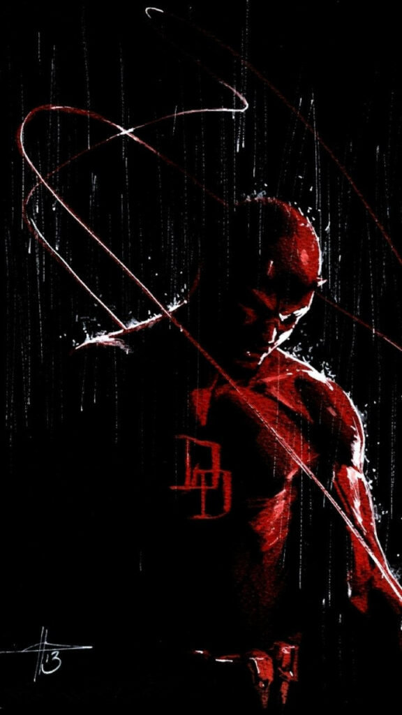 Whip-Lit Shadows: A Rain-Drenched Abstract of Daredevil in Action Wallpaper