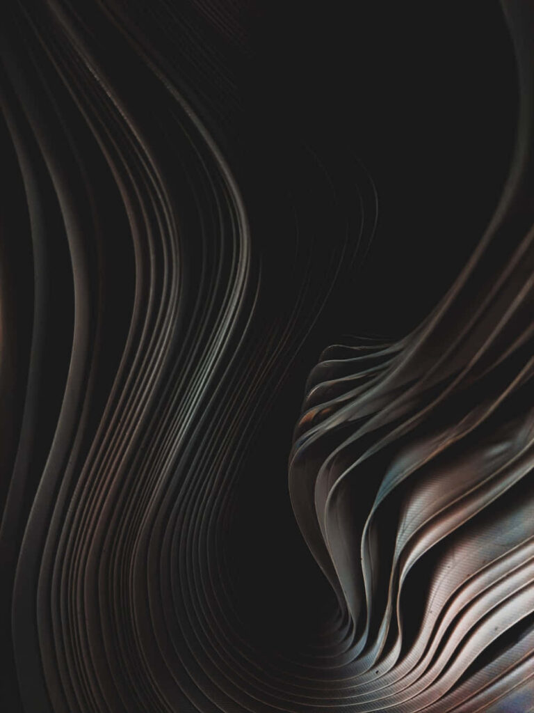 Elegant Dark Abstract Art: Fluid Wavy Lines on Black Background Wallpaper