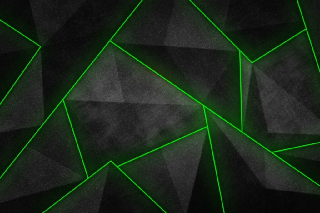 Dark Abstract Geometric Wallpaper with Vibrant Green Outlines