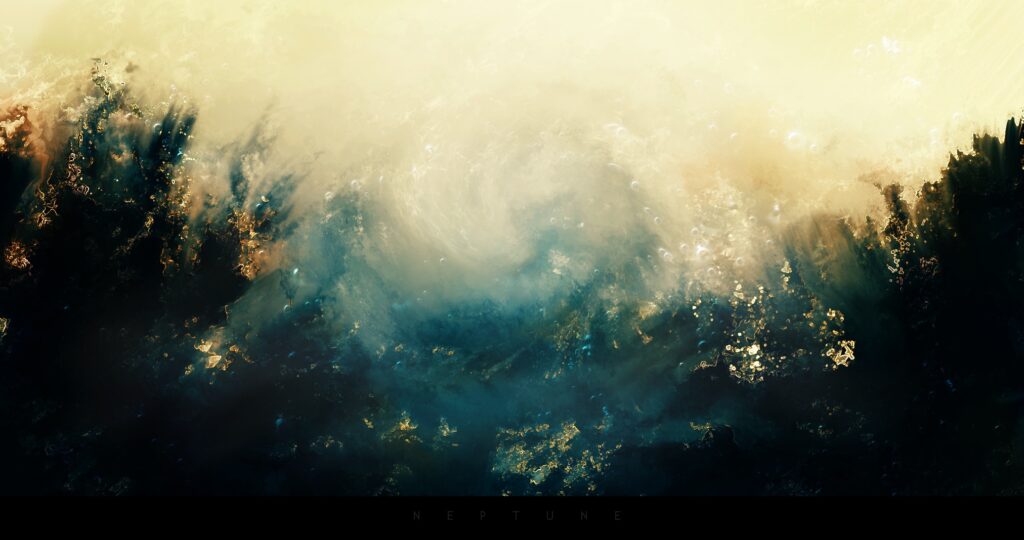 Neptune-Inspired Abstract Wallpaper: Dark Swirls & Light Specks