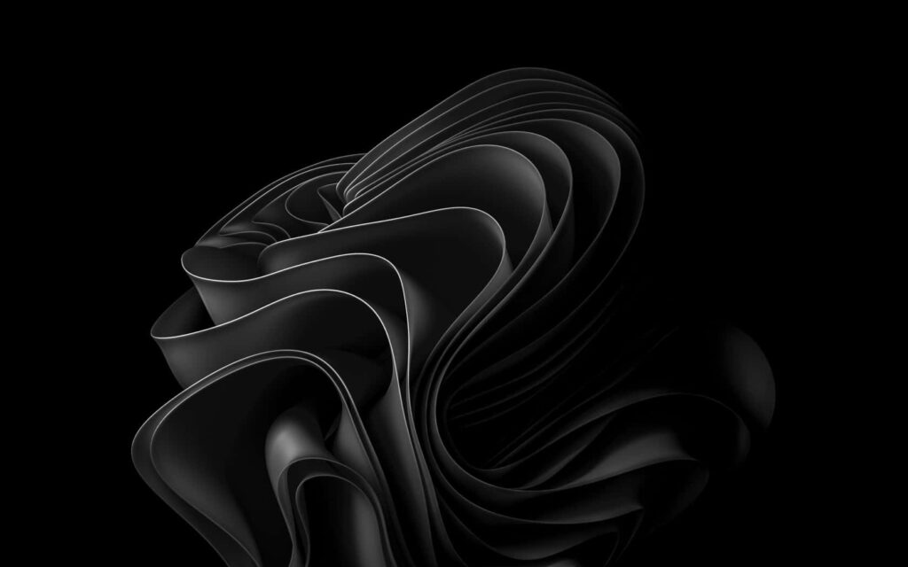 Dark Abstract Wallpaper with Flowing Ribbons on Black Background