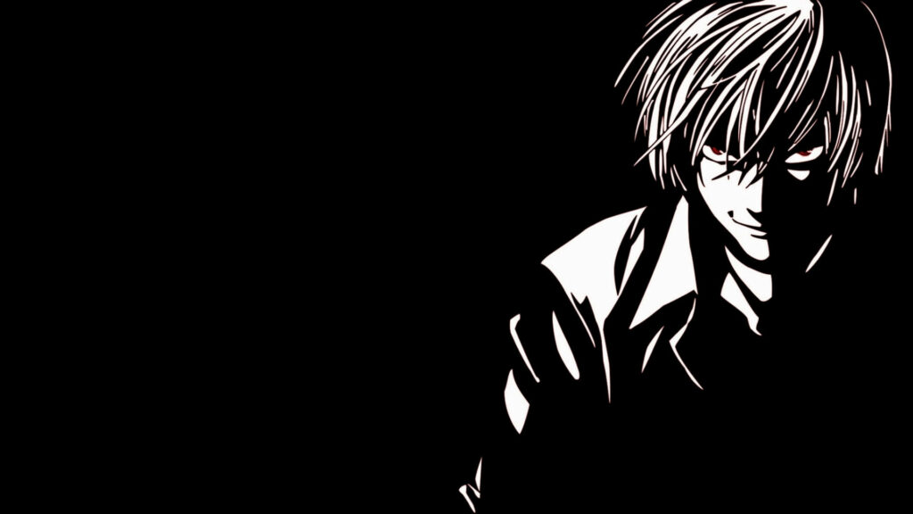Minimalistic Dark Anime Wallpaper: Light Yagami from Death Note