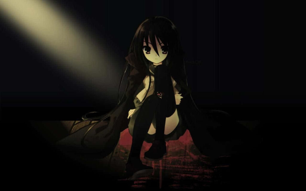 Dark Anime Girl Wallpaper: Mysterious with Edgy Blood Effects
