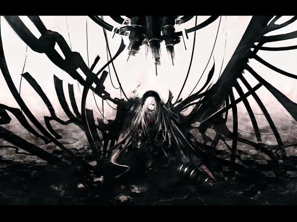 Dark Anime Wallpaper: Fierce Female Character & Chaotic Tendrils