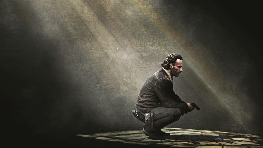 Dark Wallpaper of Rick Grimes: Solitude & Resilience in The Walking Dead