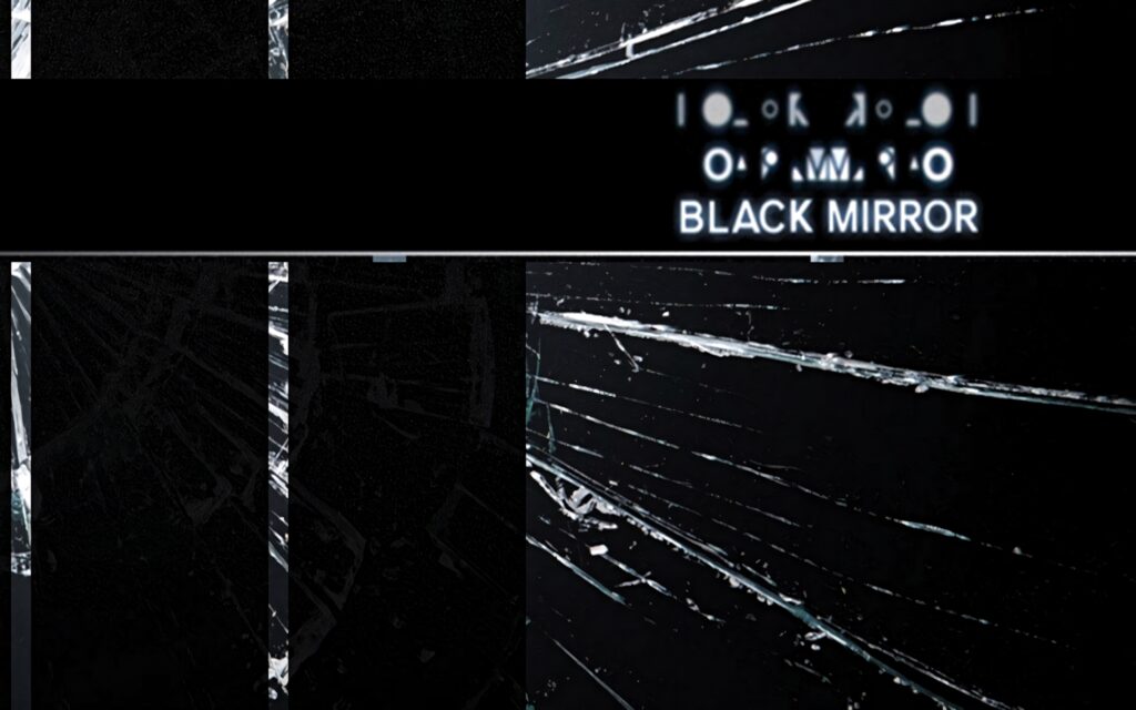 Intriguing Black Mirror Title Wallpaper: Dark Shattered Glass Design