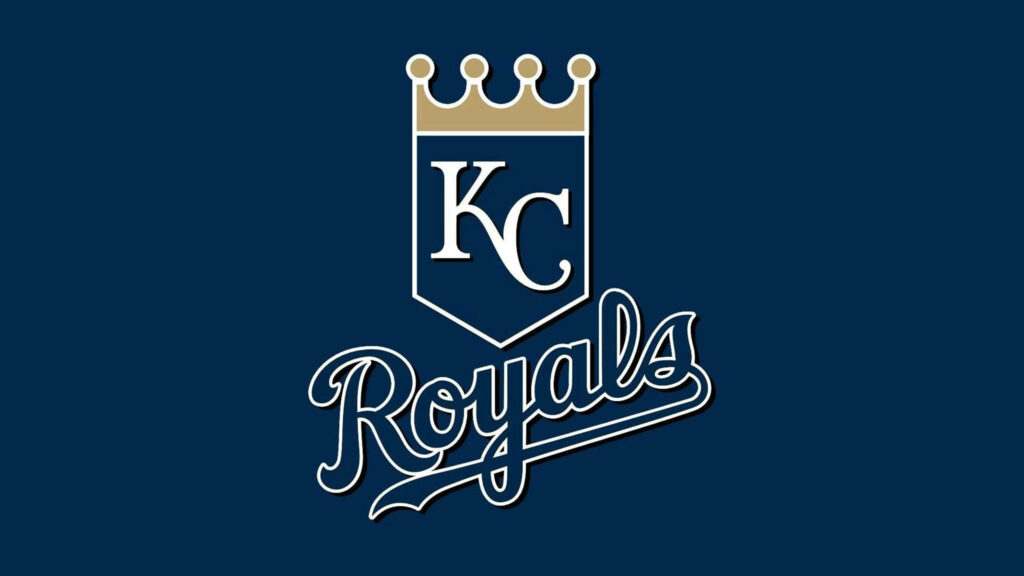 Dark blue Kansas City Royals wallpaper with bold logo gold crown and script Royals lettering