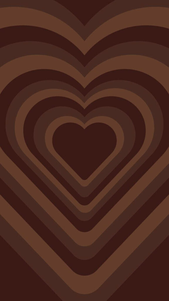 Dark Brown Concentric Heart Wallpaper - Minimalist Aesthetic Design