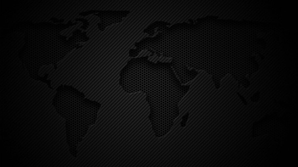 Dark carbon fiber wallpaper with minimalist world map and subtle hexagonal texture background