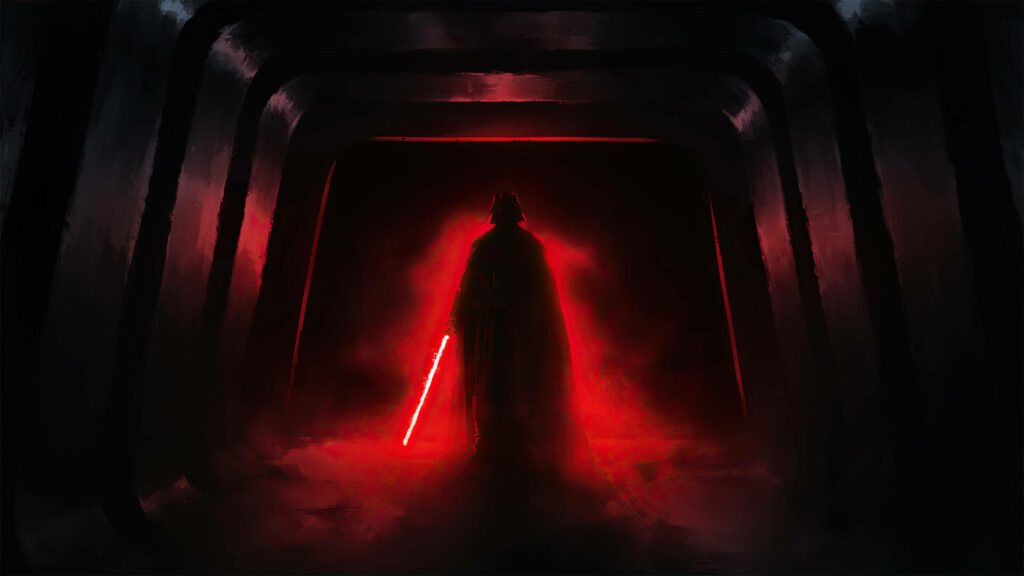 Dark Corridor Darth Vader Wallpaper - Star Wars Iconic Background