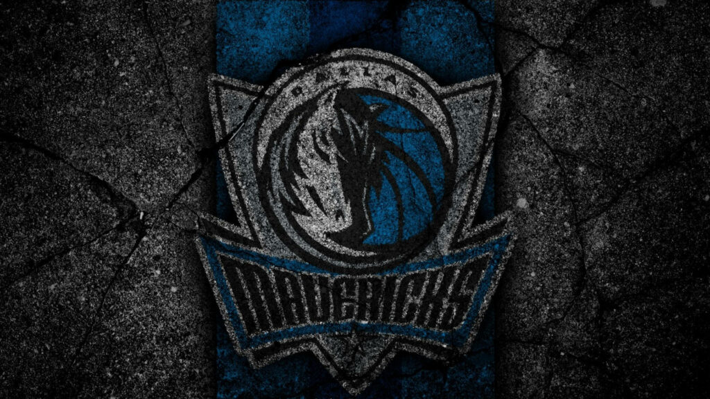 Dallas Mavericks fierce logo on dark cracked stone background blue black tones wallpaper