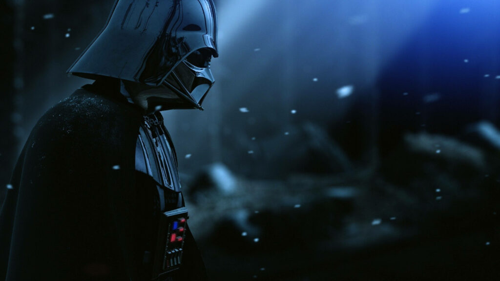 Darth Vader Wallpaper: Dark Scene with Snow & Blue Tones
