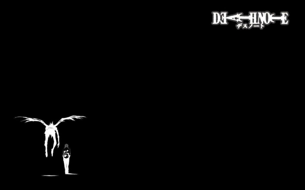 Death Note Black & White Wallpaper: Ryuk & Light Yagami Design