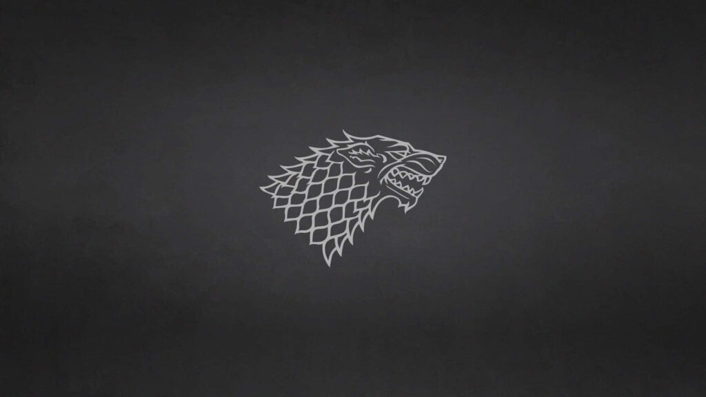 Dark Wallpaper: Iconic White Direwolf Sigil - House Stark Background