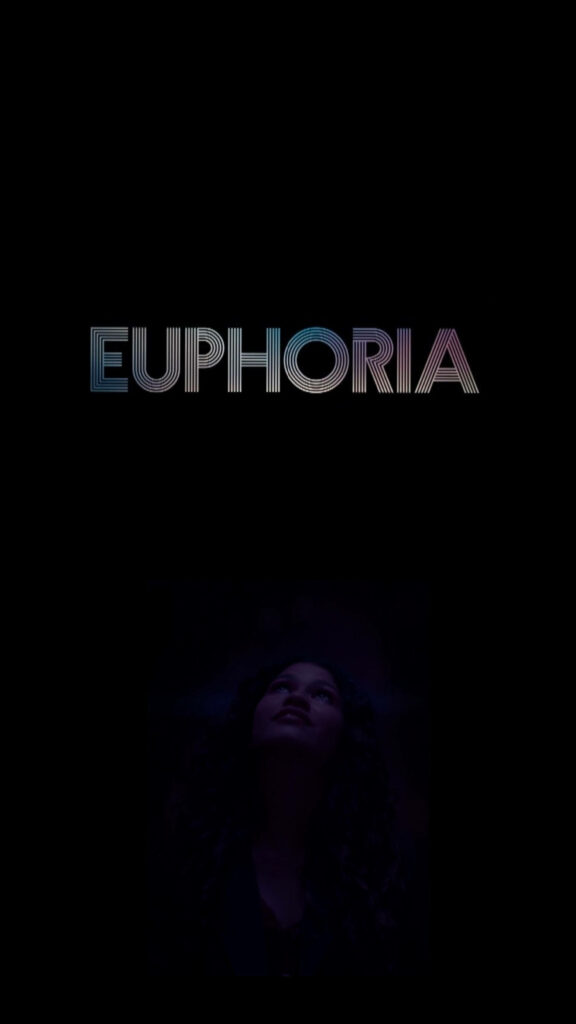 Minimalist Dark Euphoria Wallpaper with Rue & Vibrant Gradient Title