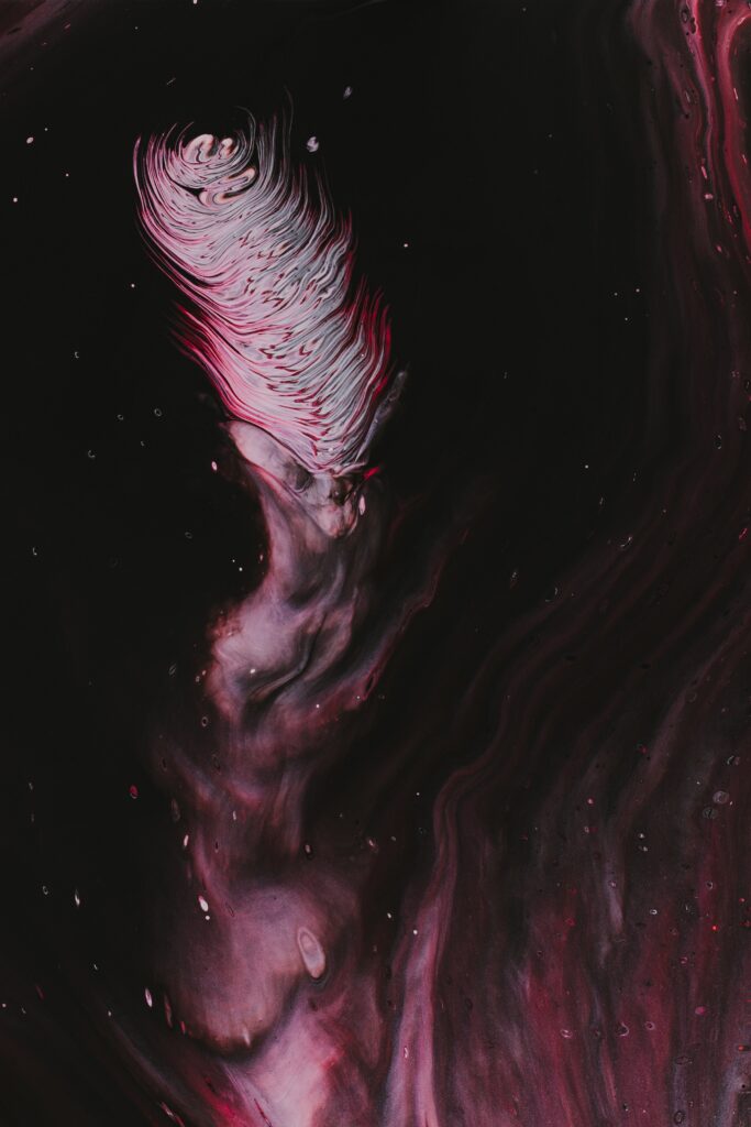 Dark Fluidic Abstract Wallpaper with Wavy Patterns and Paint Splash