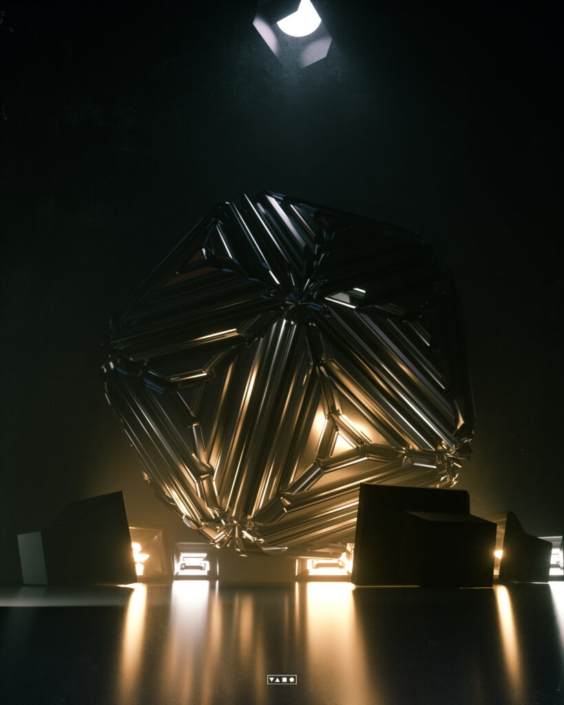 Dark 1920x2400 Wallpaper: Geometric Metallic 3D Shape with Soft Light