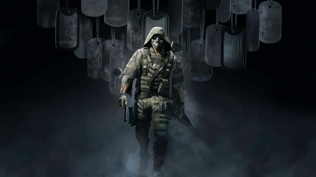 Cole D Walker Ghost Recon Breakpoint wallpaper tactical gear skull mask shadowy mist dog tags