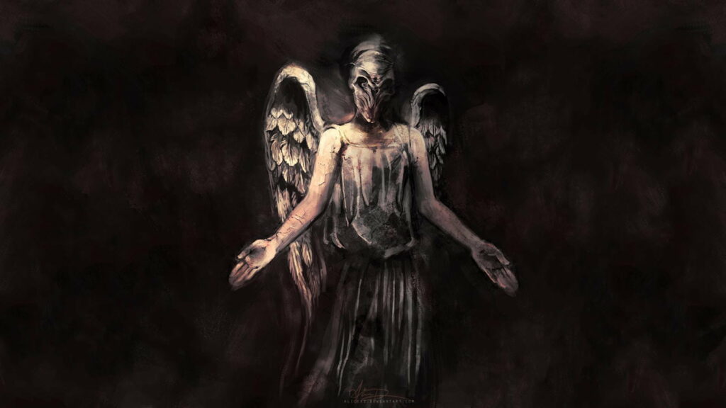 The Enigmatic Gothic Angel: A Dark and Creepy Artwork Inspired by Doctor Who Wallpaper