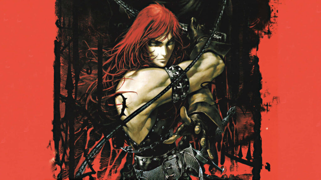 Dark Gothic Castlevania Wallpaper: Fierce Red-Haired Warrior Battle
