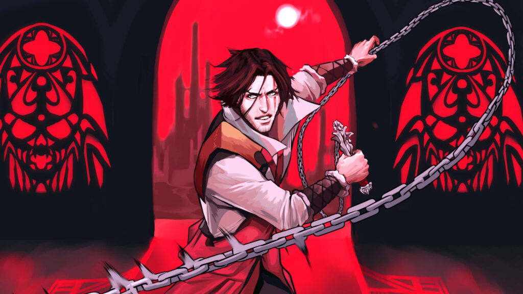 Dark Gothic Castlevania Wallpaper: Hero & Chained Weapon Art