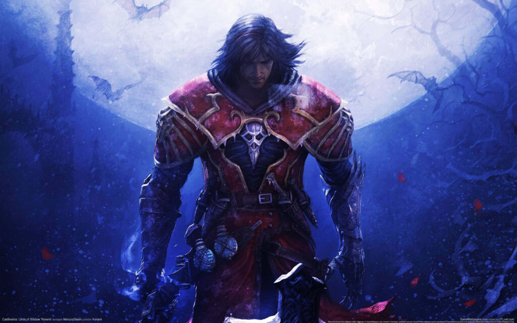 Haunting Castlevania Wallpaper: Mysterious Character & Full Moon Backdrop