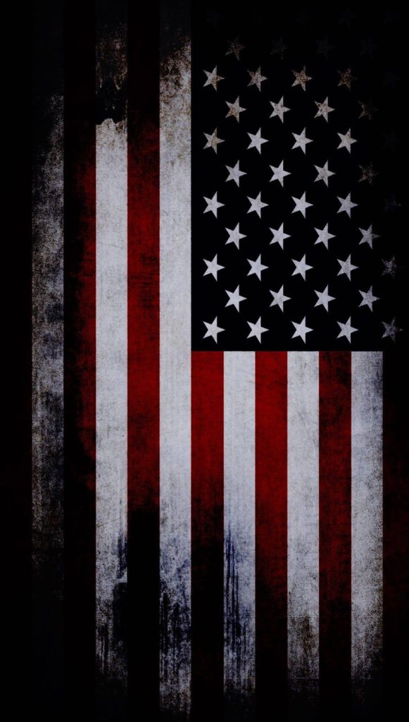 Dark grunge American flag wallpaper with distressed texture and moody patriotic design background