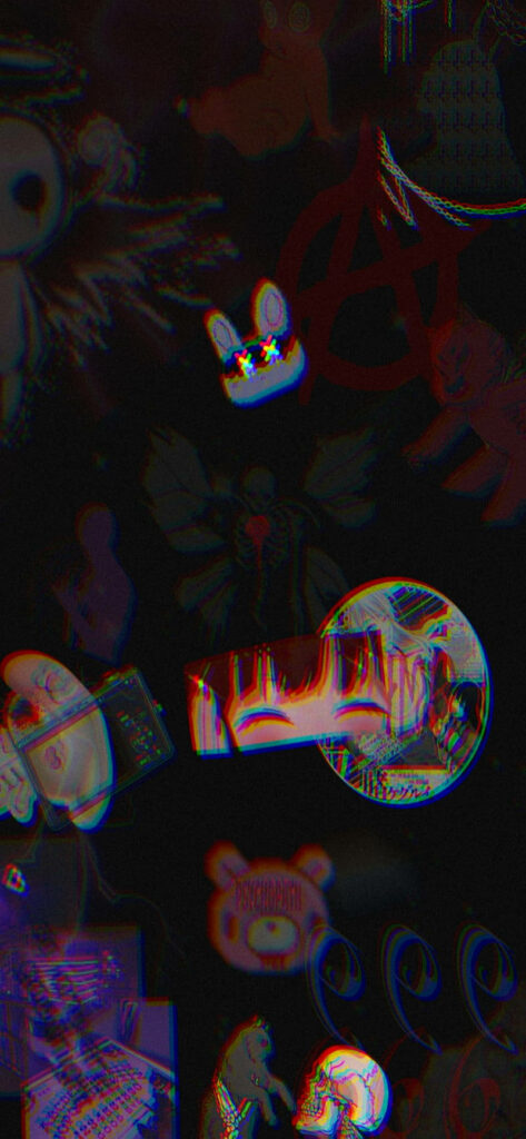 Dark Grunge Emo Wallpaper: Distorted Anime Aesthetic & Glitch Effects