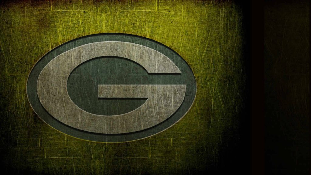 Dark green grunge Green Bay Packers logo wallpaper with metallic texture and distressed scratches