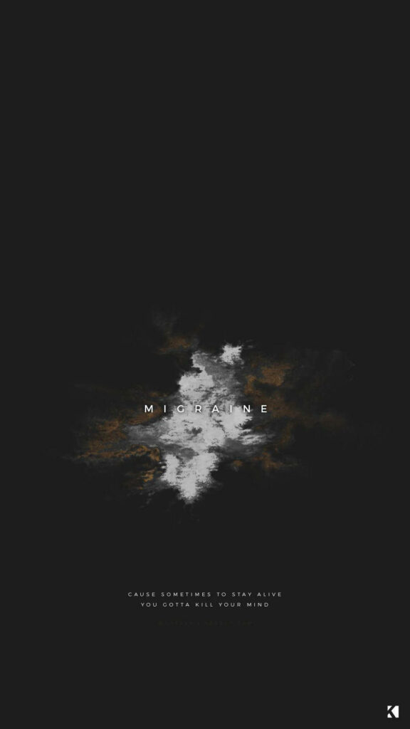 Dark Grunge Wallpaper: Intense Abstract Design & 'Migraine' Quote