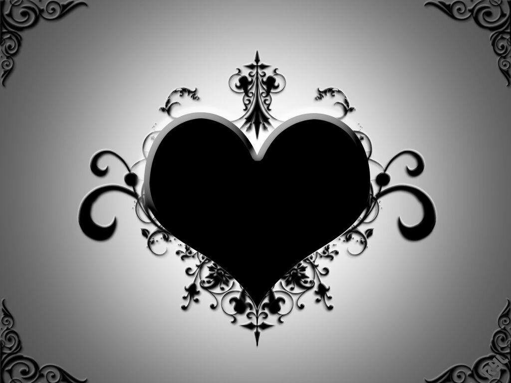 Elegant Dark Heart Wallpaper with Intricate Swirls on Soft Gradient