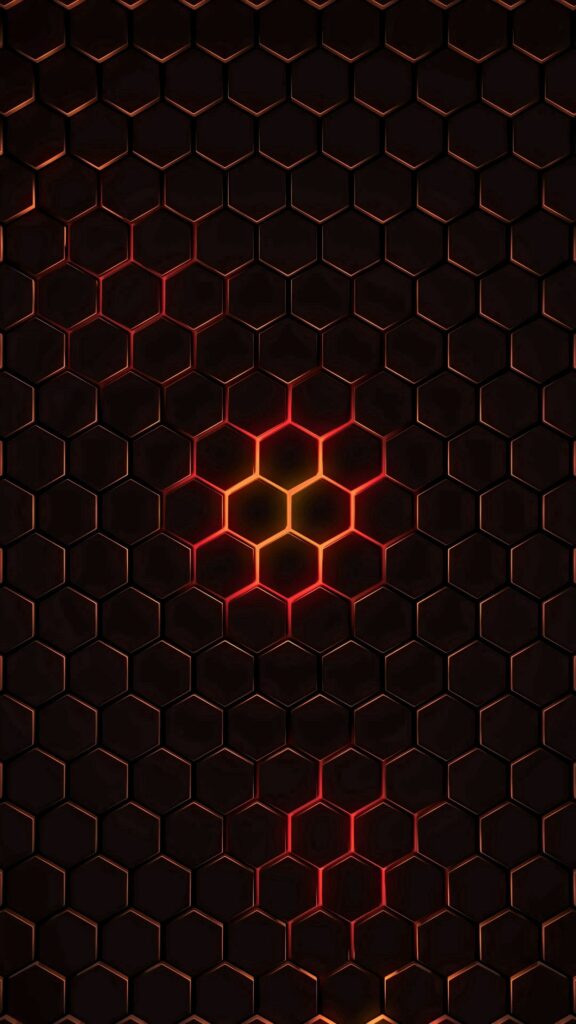 Stunning Dark Hexagonal Cell Wallpaper with Glow Effect