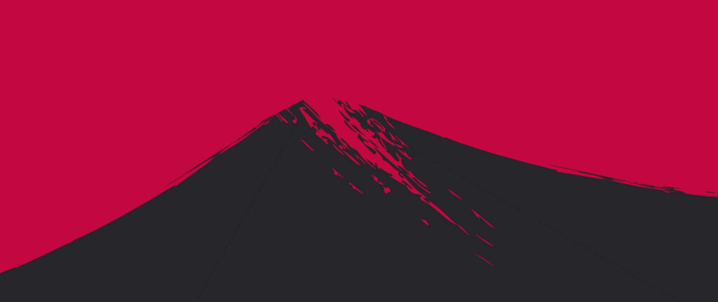 The Bold Contrast: Black Mountain Silhouette on Red Minimalist Wallpaper