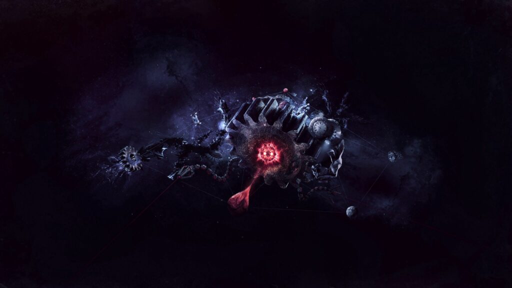 Intricate Mechanical Explosion Wallpaper - Chaos & Time Design