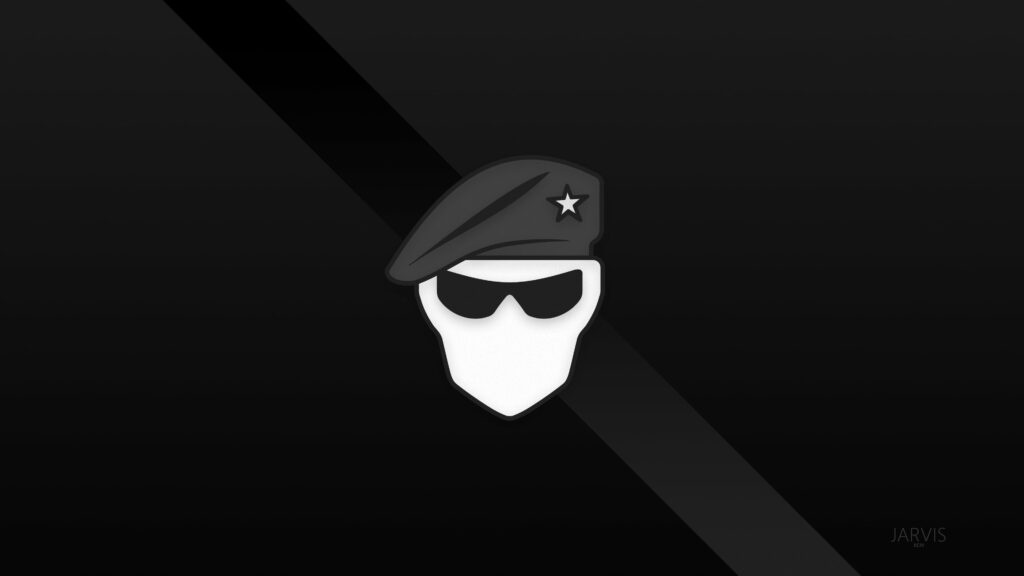 Dark Elegance: Minimalistic Black Logo - 5K Wallpaper