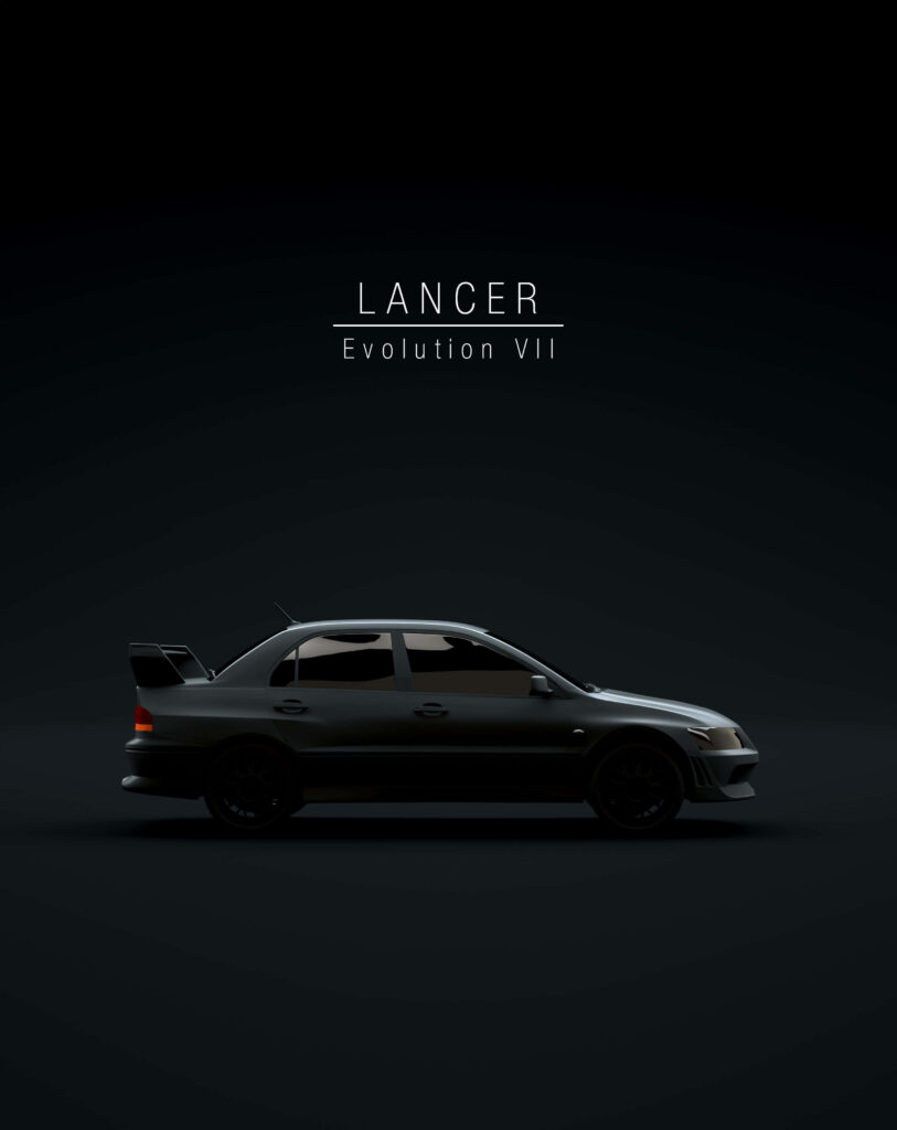 Sleek Dark-Toned Minimalist Lancer Evolution VII Wallpaper
