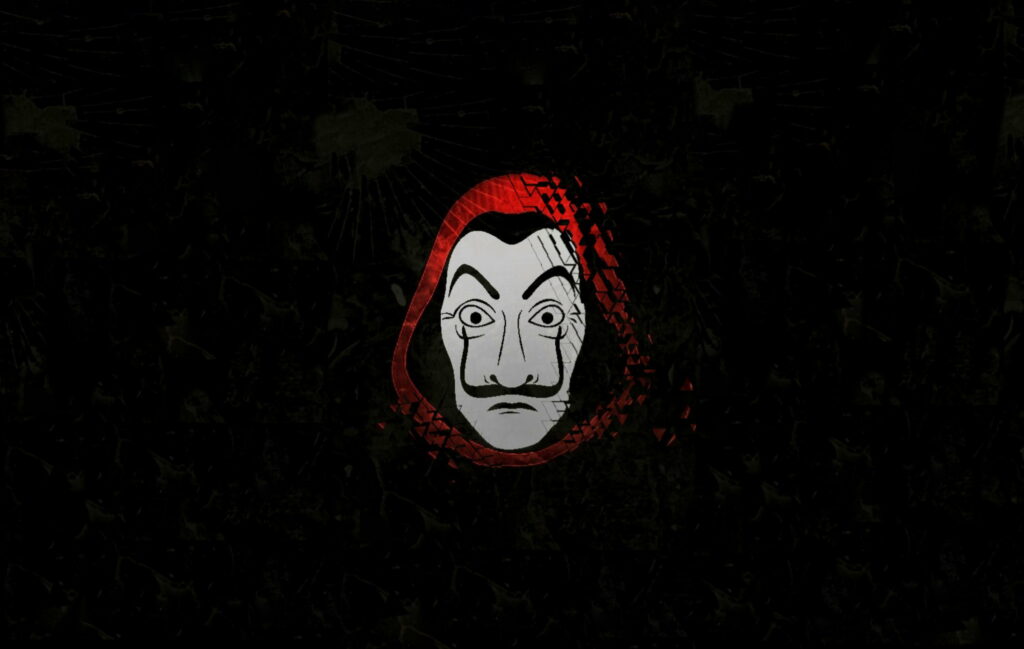Dark Minimalism: Money Heist Mask Silhouette in HD Wallpaper