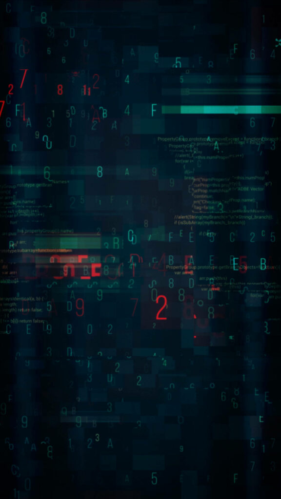 Futuristic Dark Minimalist Wallpaper: Glitching Codes for Android