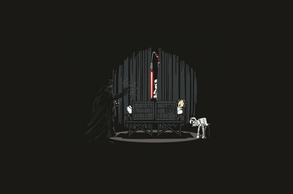 Dark Minimalist Stage Magic Wallpaper - Star Wars Inspired Humor
