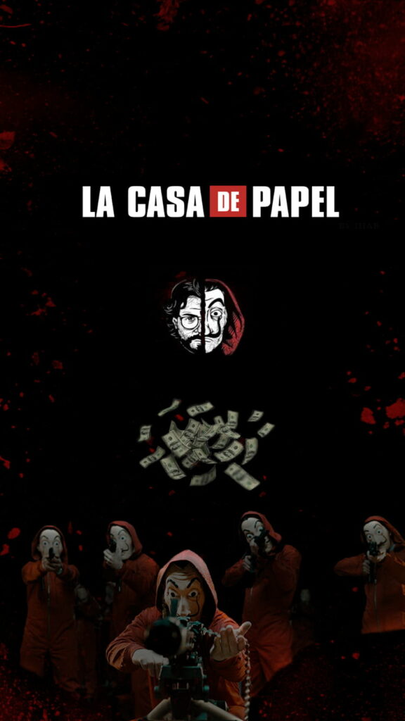 The Dark Heist of La Casa de Papel: A Dazzling HD Wallpaper of Clandestine Cash