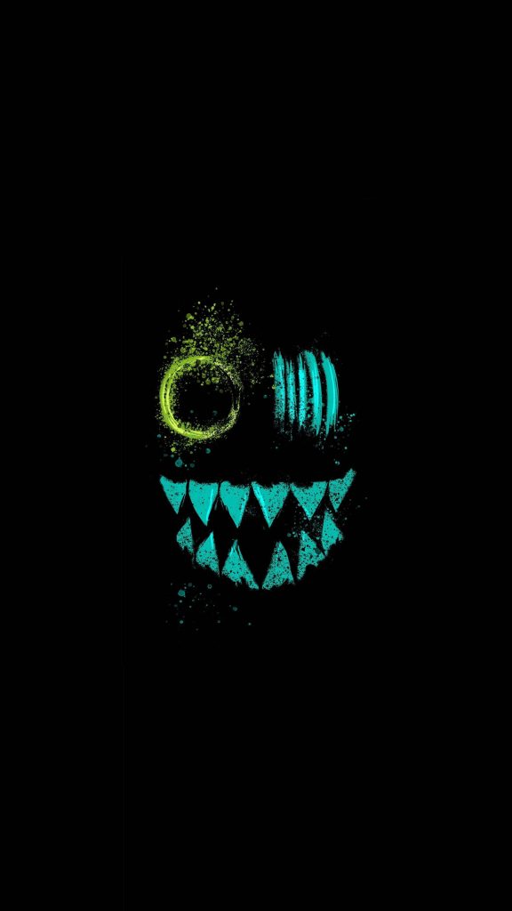 Dark Monster 4k Ultra HD wallpaper neon graffiti creature face lime green and teal eyes