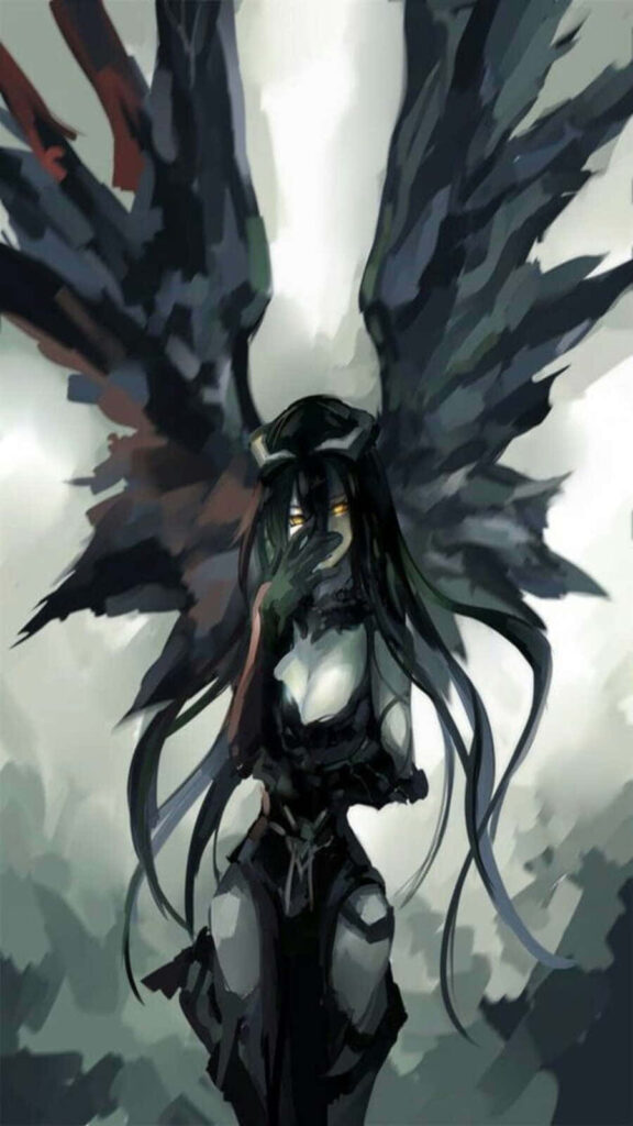 Dark Mysterious Figure with Wings - Captivating Wallpaper Background