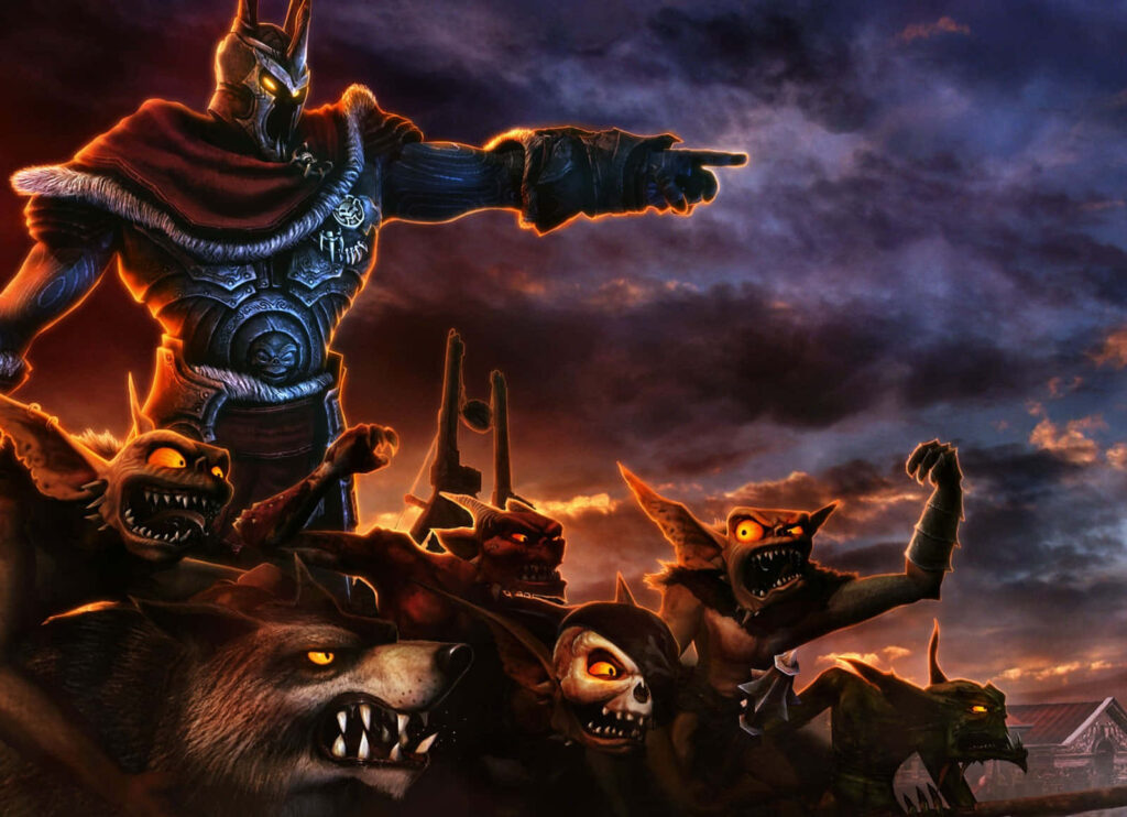 Epic Dark Overlord Commanding Creatures - Intense Night Sky Wallpaper